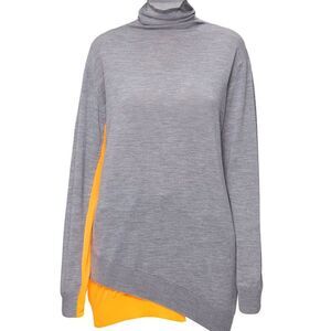 DOROTHEE SCHUMACHER Contrast Panel Asymmetric Sweater In Grey Size M